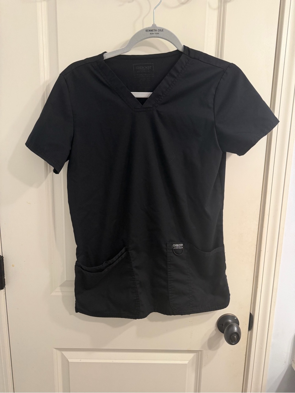 Cherokee Black Petite Scrub Top